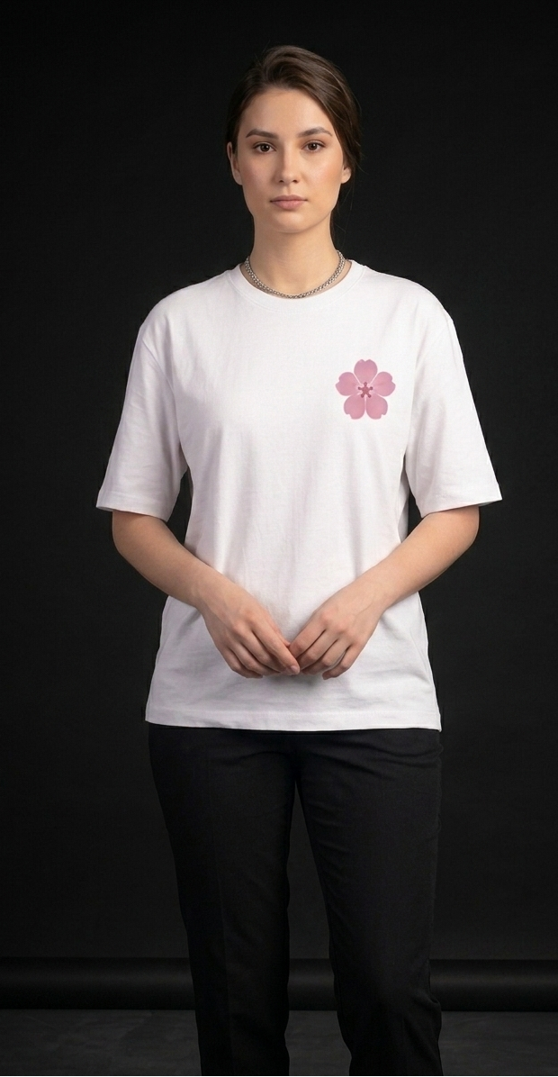 Sakura Bloom Oversized Tee - Minimalist Aesthetic